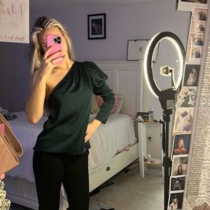 Emerald green one sleeved blouse